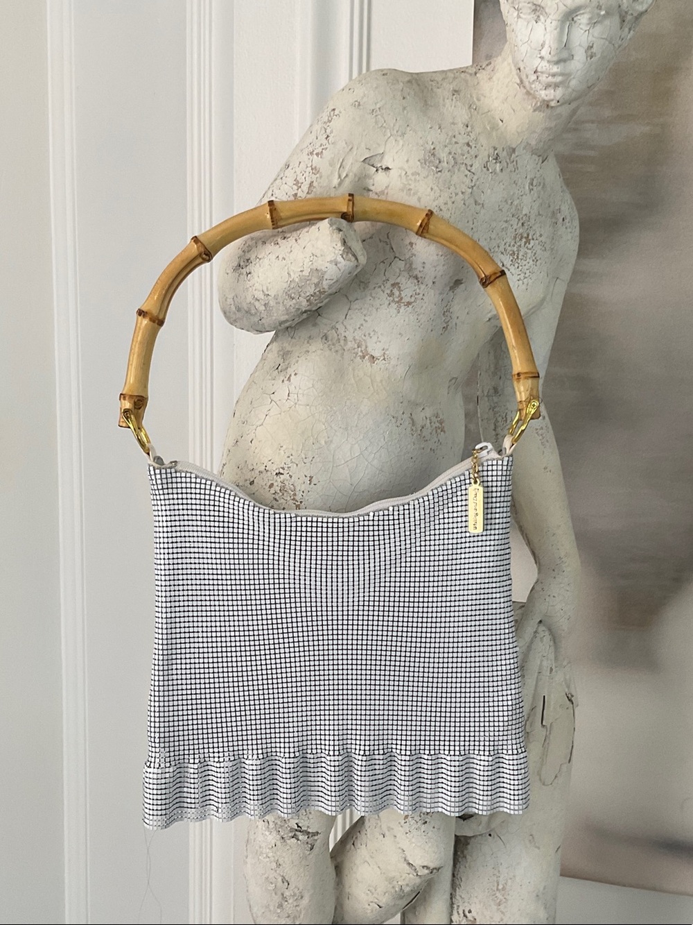Whiting and Davis Bamboo Handle Bag